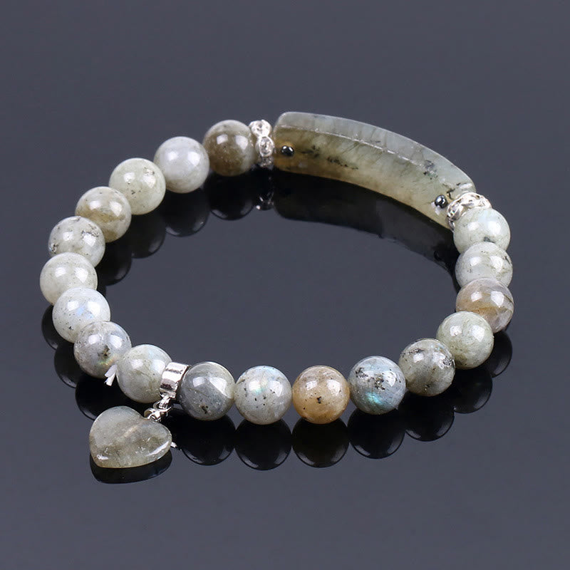 Wear FengShui Natural Quartz Love Heart Healing Beads Bracelet