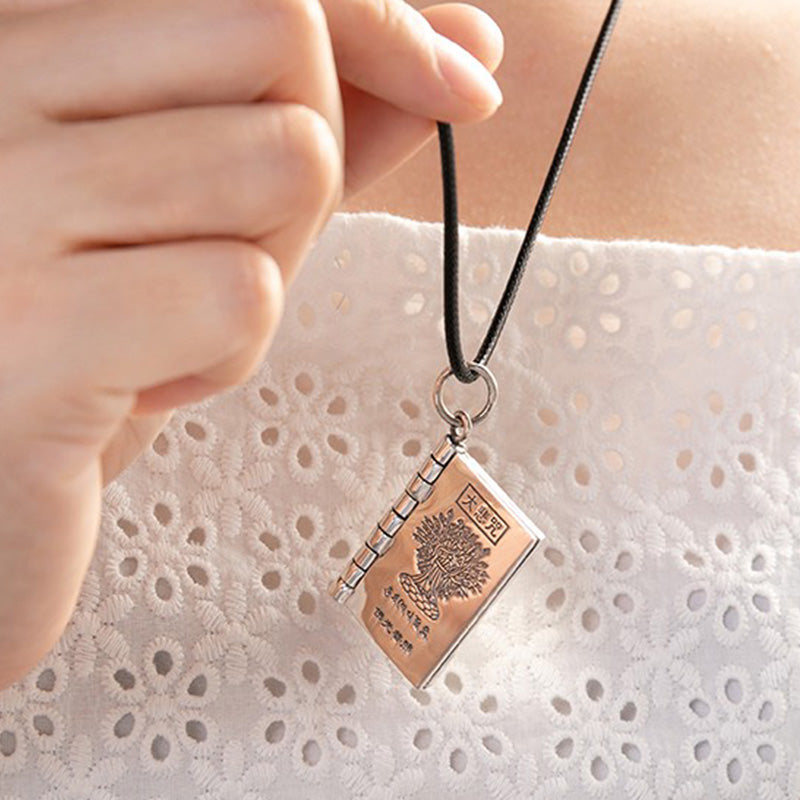 Wear FengShui 990 Sterling Silver Heart Sutra Great Compassion Shurangama Mantra Lotus Vajra Peace Necklace Pendant