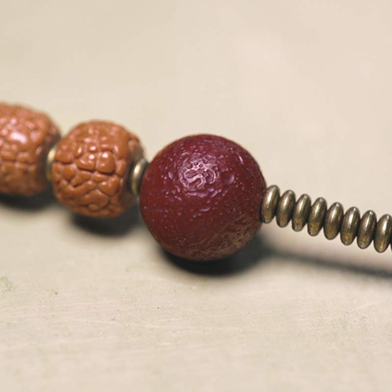 Wear FengShui 108 Mala Rudraksha Beads Bodhi Seed Dzi Bead Luck Auspiciousness Tassel Bracelet