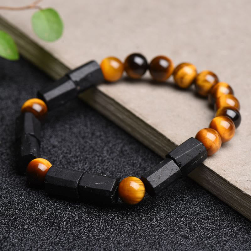 Wear FengShui Natural Black Tourmaline Tiger Eye Positive Bracelet