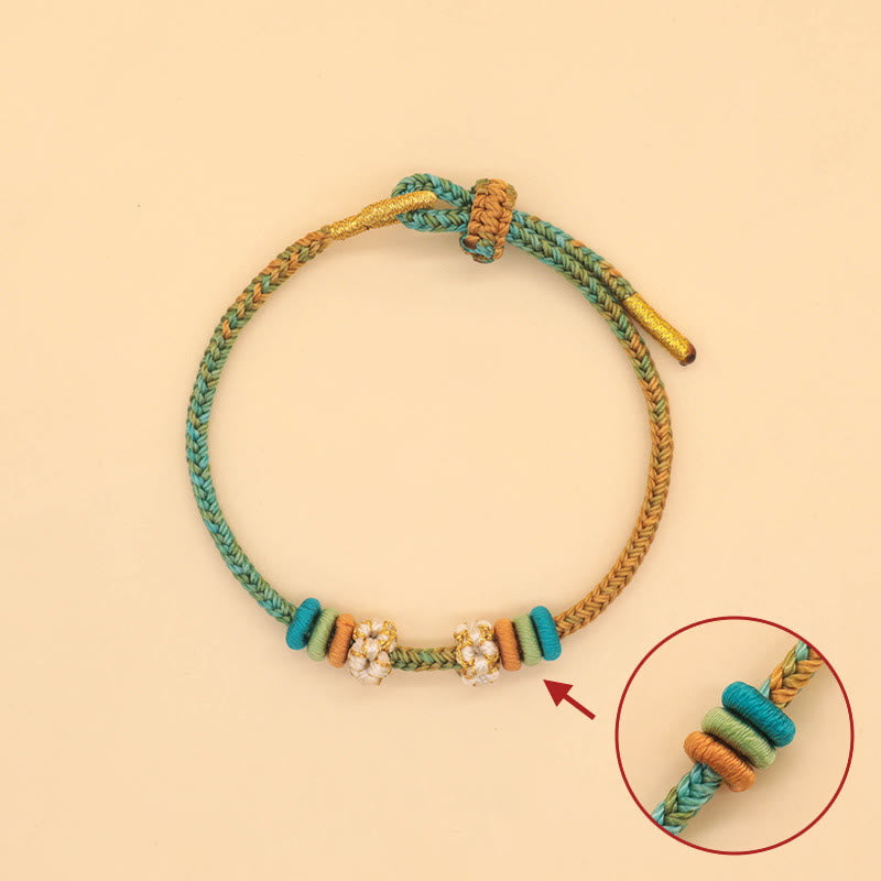Wear FengShui Handmade Eight Thread Peace Knot Peach Blossom Knot Luck Rope Braided Bracelet