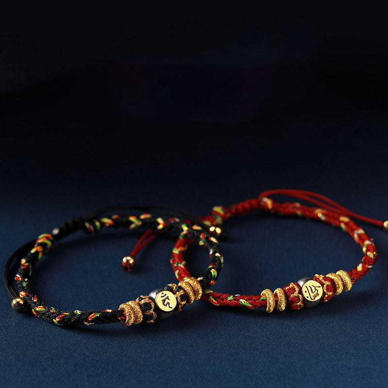 Wear FengShui Chinese Zodiac Natal Buddha Silver Luck Braided String Bracelet