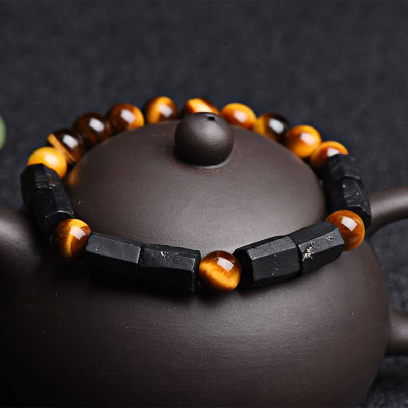 Wear FengShui Natural Black Tourmaline Tiger Eye Positive Bracelet