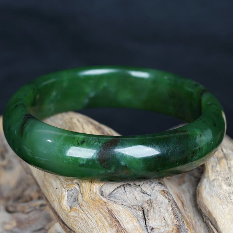 Wear FengShui Natural Hetian Cyan Jade Happiness Success Bracelet Bangle