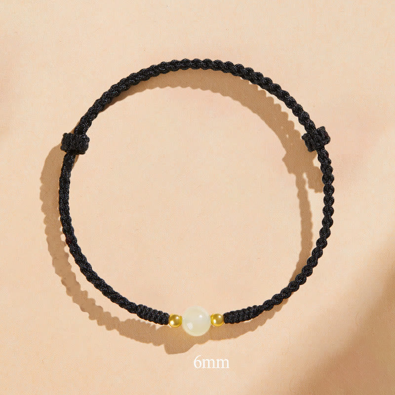 Wear FengShui Handcrafted Round Jade Lucky Bead Prosperity Braided Bracelet