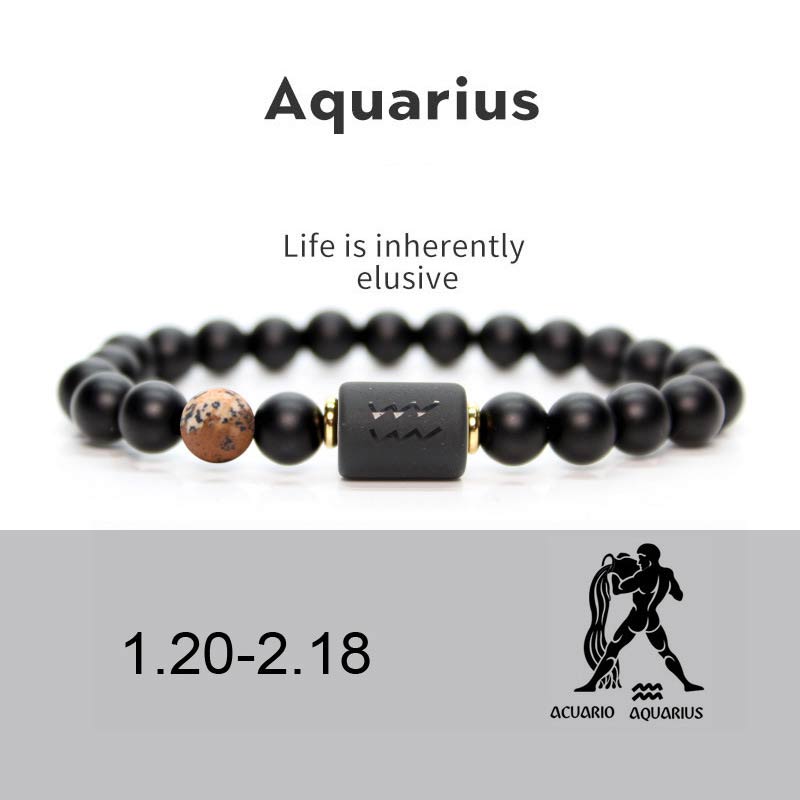 Wear FengShui 12  Constellations of the Zodiac Black Onyx Adjustable Bracelet