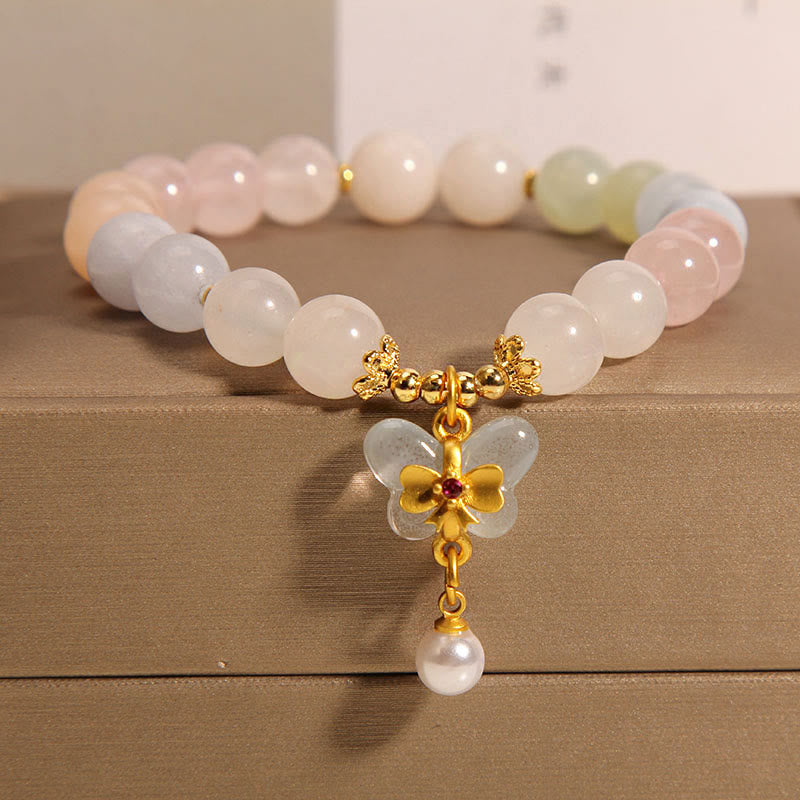 Wear FengShui Natural Morganite Confidence Butterfly Charm Bracelet