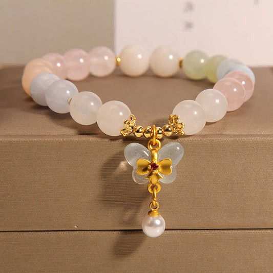 Wear FengShui Natural Morganite Confidence Butterfly Charm Bracelet