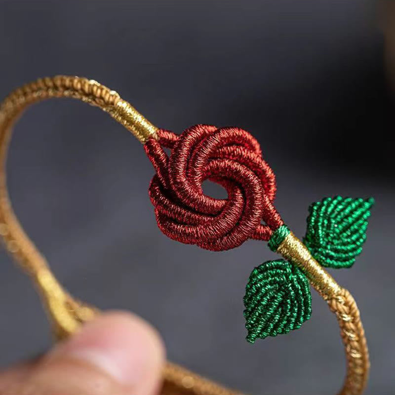 Wear FengShui Rose Flower Rope Eight Thread Peace Knot Luck Handmade Bracelet