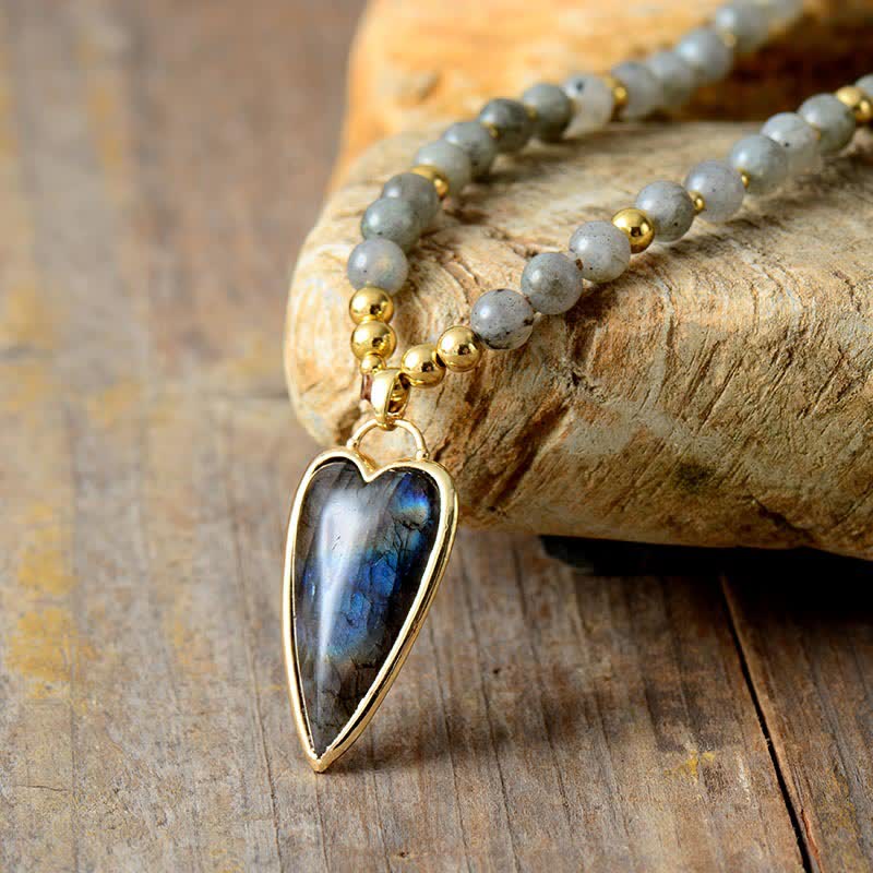 Wear FengShui Labradorite Support Healing Beaded Necklace Pendant