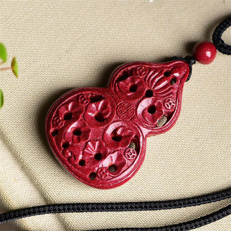 Wear FengShui Laughing Buddha Yin Yang Chinese Zodiac Gourd Natural Cinnabar Blessing Necklace Pendant