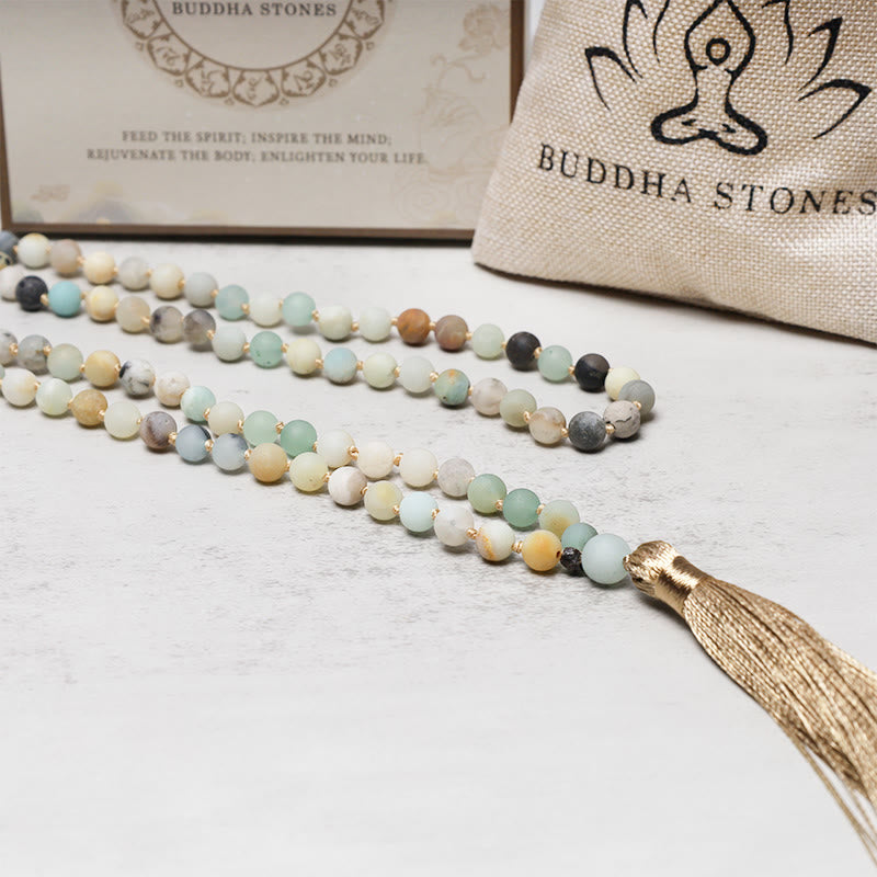 Wear FengShui 108 Amazonite Beads Tassel Mala Bracelet