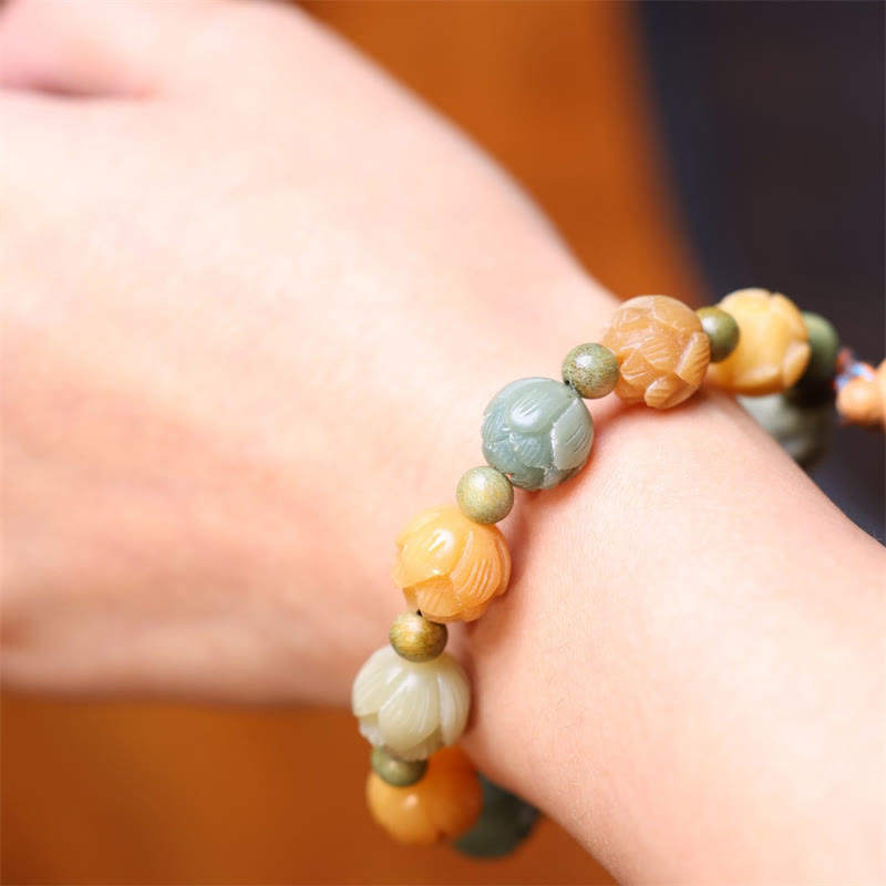 Wear FengShui Bodhi Seed Lotus Green Sandalwood Wisdom Harmony Bracelet