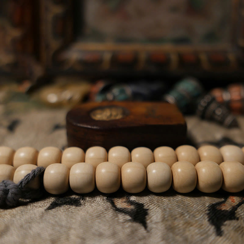 Wear FengShui 108 Mala Beads Abelia Biflora Wood Warding Off Evil Spirits Wrist Mala