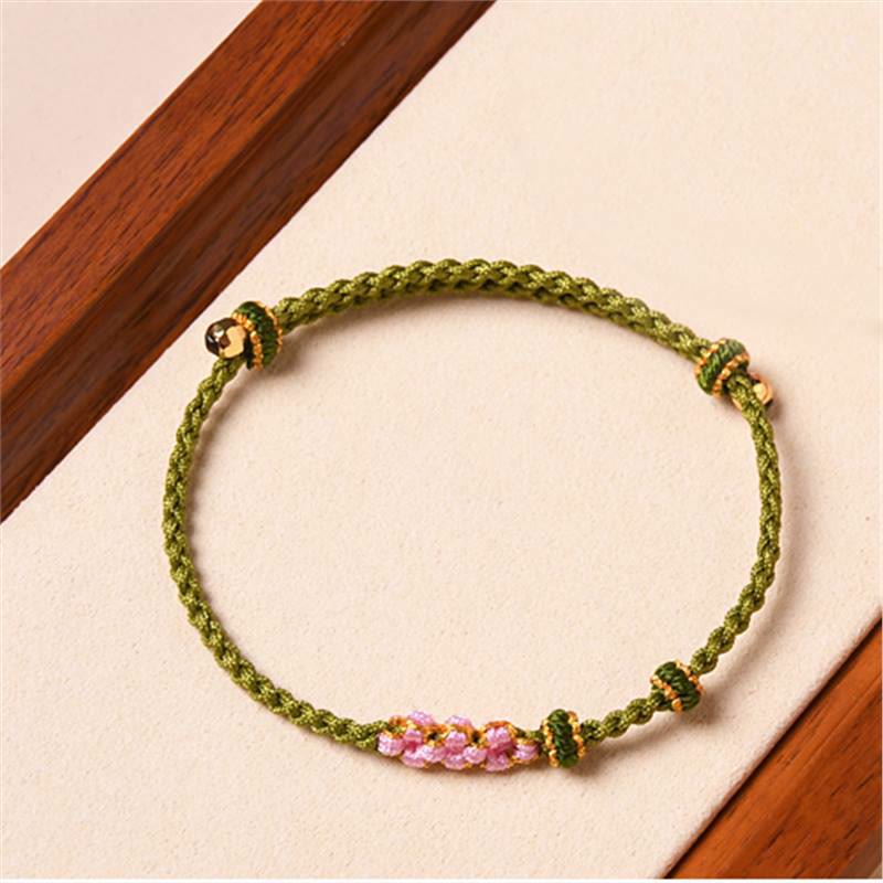 Wear FengShui Handmade Peach Blossom Protection Braided Rope Bracelet