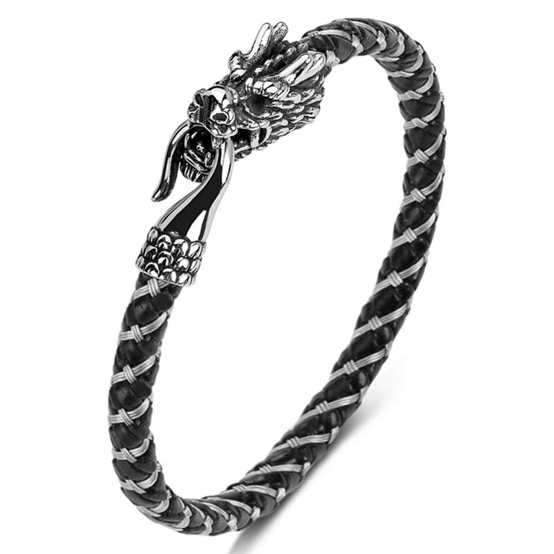 Wear FengShui Dragon Titanium Steel Protection Luck Bracelet