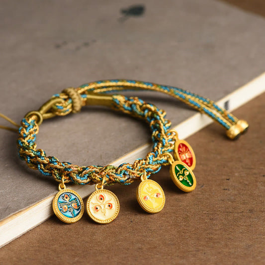 Wear FengShui Tibetan Five God Of Wealth Luck Handcrafted Braid String Bracelet