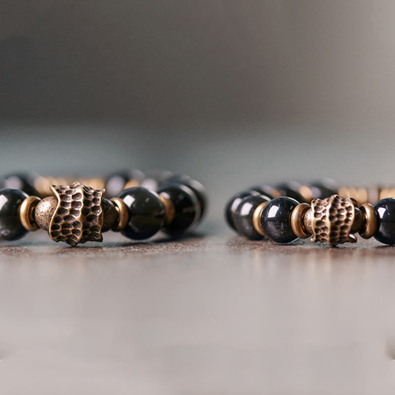 Wear FengShui Rainbow Obsidian Copper Love Healing Bracelet