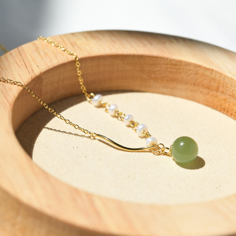 Wear FengShuiNatural Hetian Jade Pearl Luck Bead Necklace Pendant