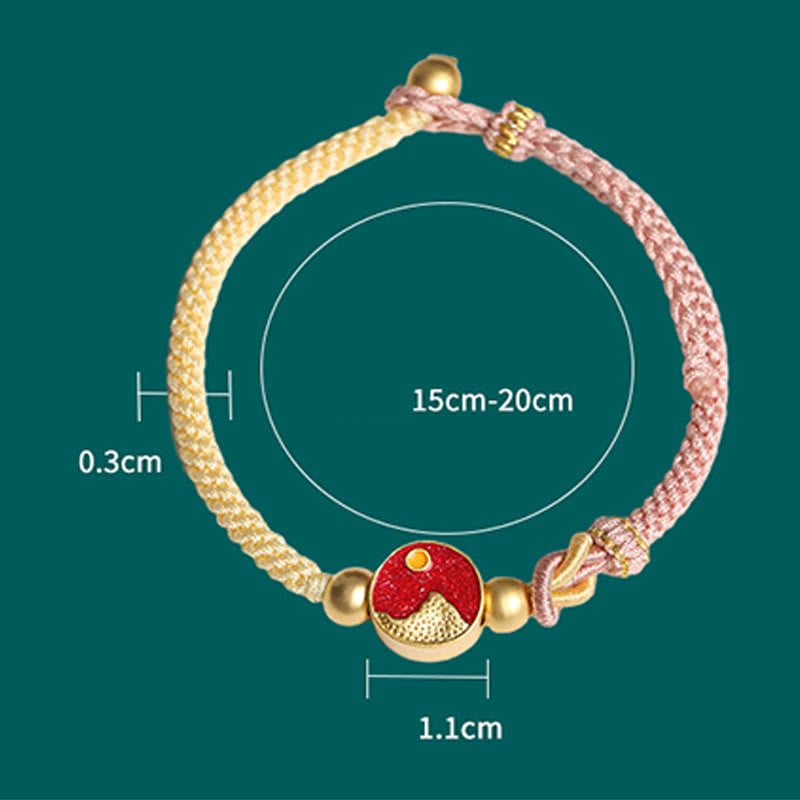 Wear FengShui Handmade Mountain and Sea Engraved Luck Two-Color String Couple Bracelet