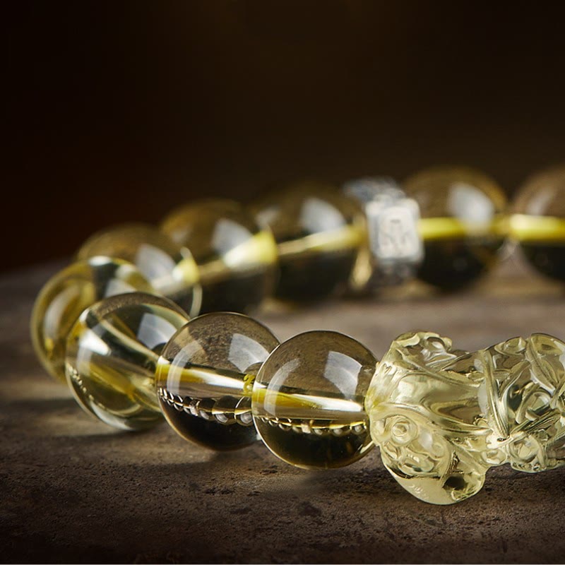 Wear FengShui Natural Citrine Double PiXiu Tiger Eye Prosperity Protection Bracelet
