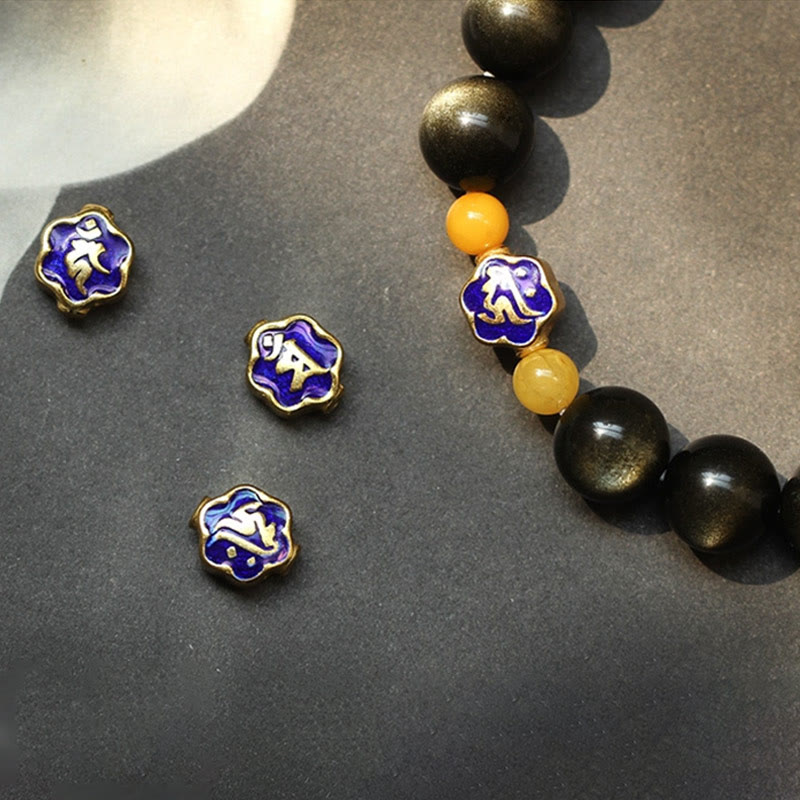 Wear FengShui 925 Sterling Silver Chinese Zodiac Natal Buddha Natural Gold Sheen Obsidian Amber Wealth Protection Bracelet