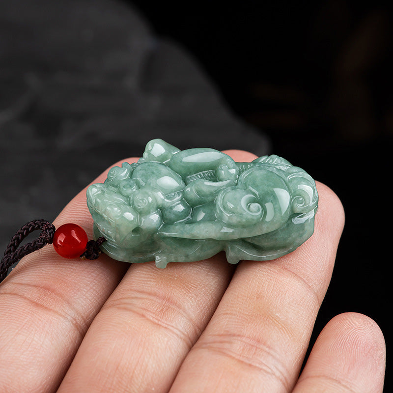 Wear FengShui Jade PiXiu Wealth Luck String Necklace Pendant