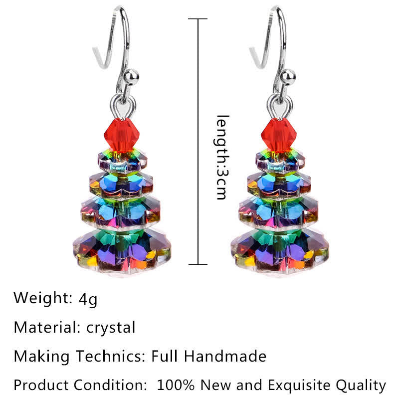Wear FengShui Various Crystals Christmas Tree Amethyst Peace Healing Drop Earrings