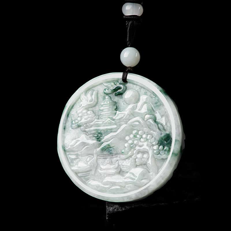 Wear FengShui Mountain Landscape Jade Abundance String Necklace