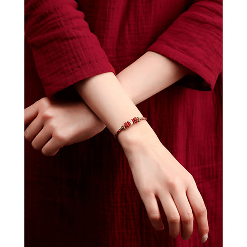 Wear FengShui Handmade Dunhuang Color Luck Braid String Bracelet
