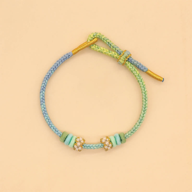 Wear FengShui Handmade Eight Thread Peace Knot Peach Blossom Knot Luck Rope Braided Bracelet