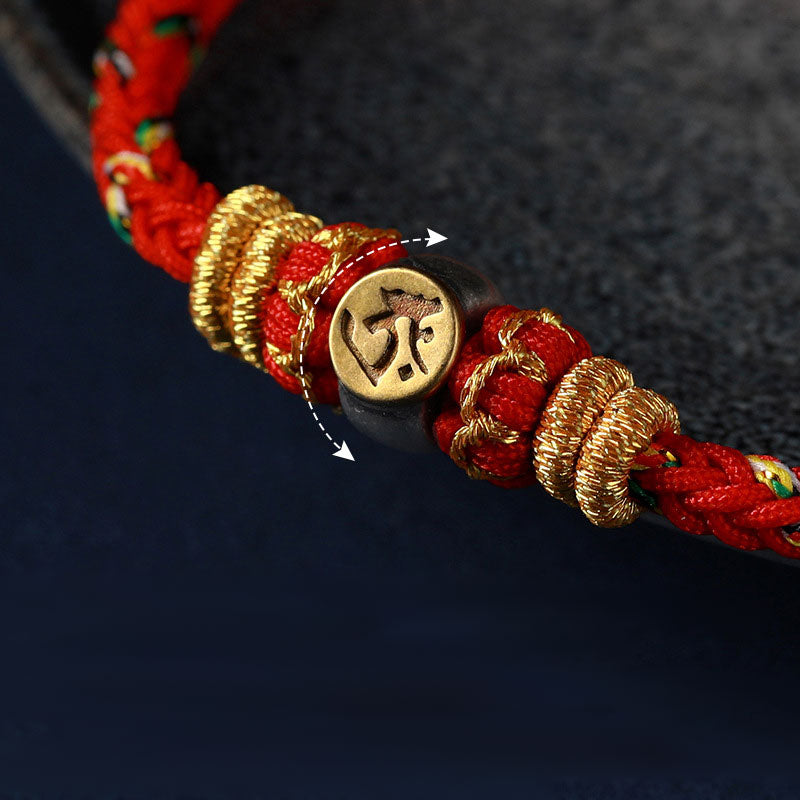 Wear FengShui Chinese Zodiac Natal Buddha Silver Luck Braided String Bracelet