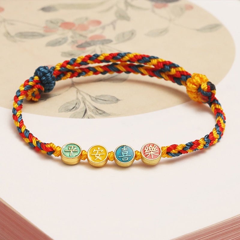 Wear FengShui Handmade Dunhuang Color Thread Peace And Joy Protection Braid String Bracelet