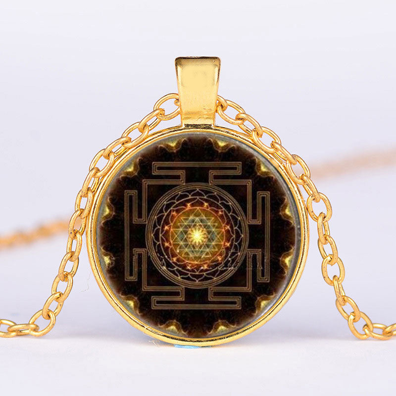 Wear FengShui Sacred Sri Yantra Time Gemstone Necklace