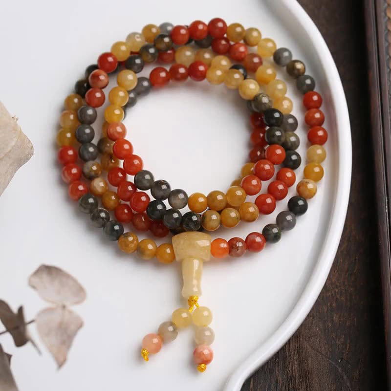 Wear FengShui 108 Beads Natural Red Agate Mala Protection Bracelet