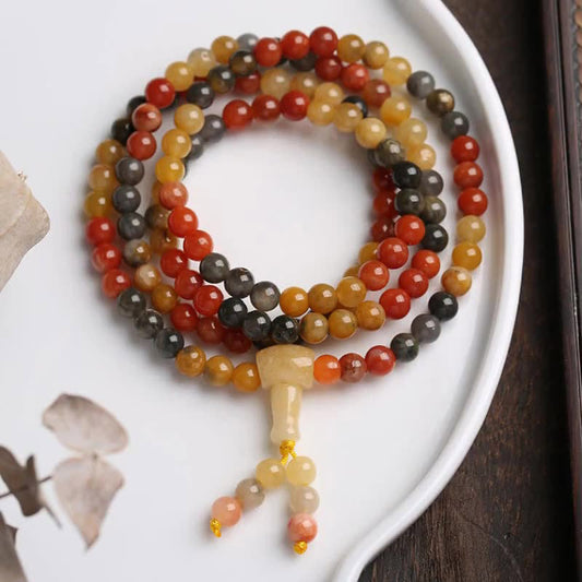 Wear FengShui 108 Beads Natural Red Agate Mala Protection Bracelet