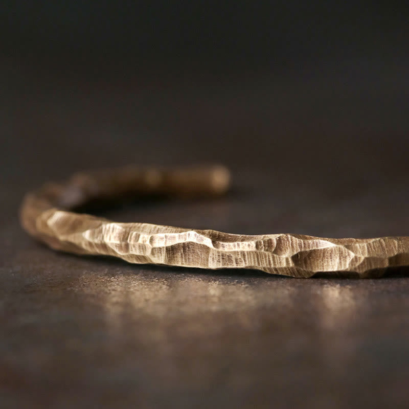 Wear FengShui Tibetan Bump Texture Copper Luck Cuff Bracelet Bangle