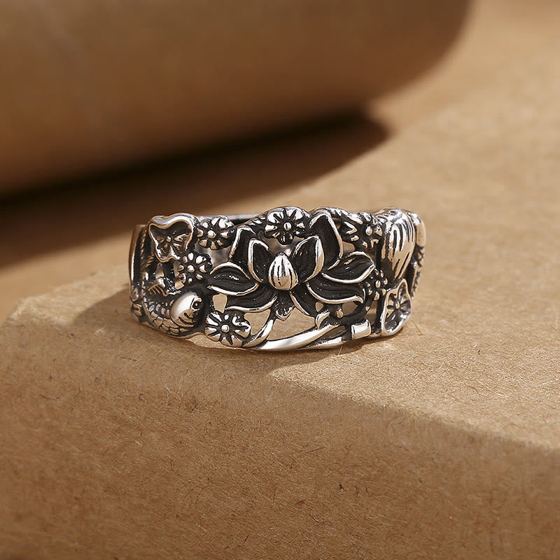 Wear FengShui Lotus Symbol Koi Fish Enlightenment Ring