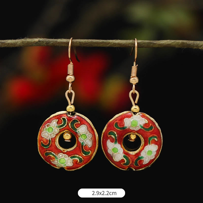 Wear FengShui Lotus Butterfly Flower Alloy Copper Enlightenment Drop Earrings