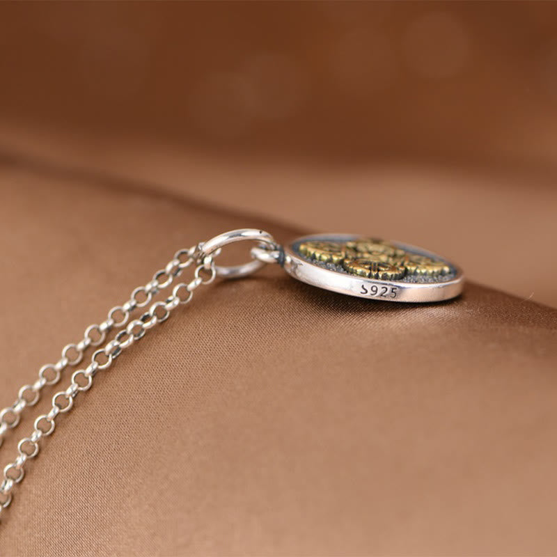 Wear FengShui 925 Sterling Silver Double Dorje Vajra Blessing Necklace Pendant