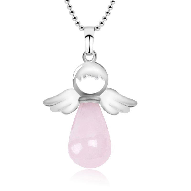 Wear FengShui Little Angel Wings Natural Crystal Luck Necklace Pendant