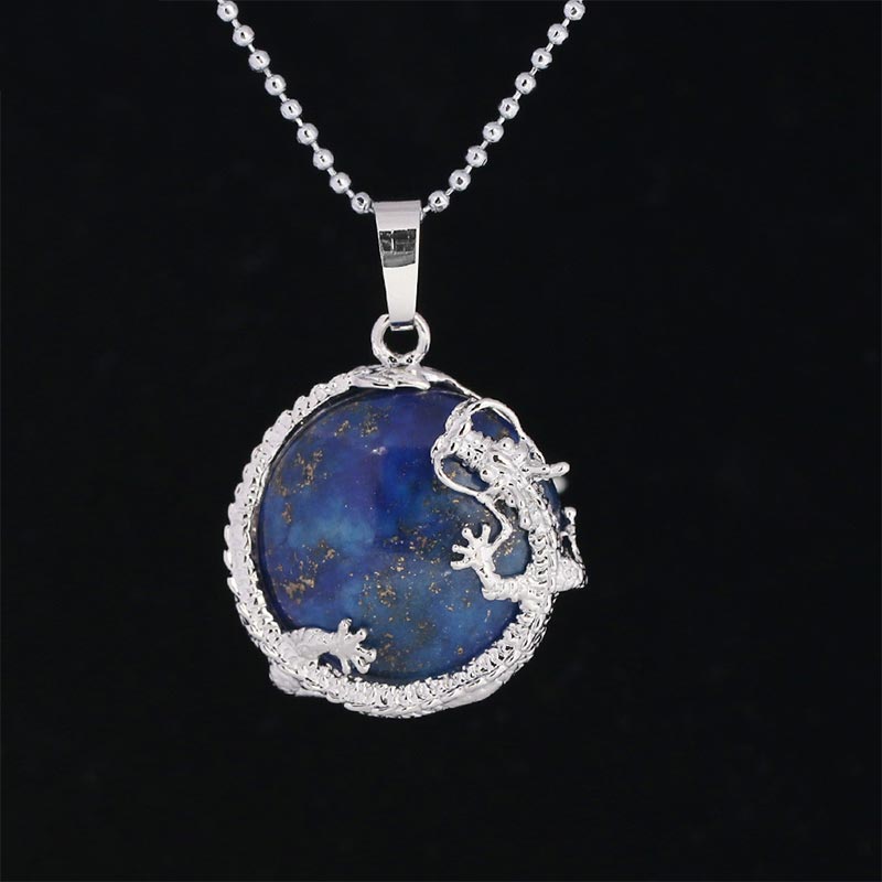 Wear FengShui Chinese Dragon Natural Quartz Crystal Healing Energy Necklace Pendant