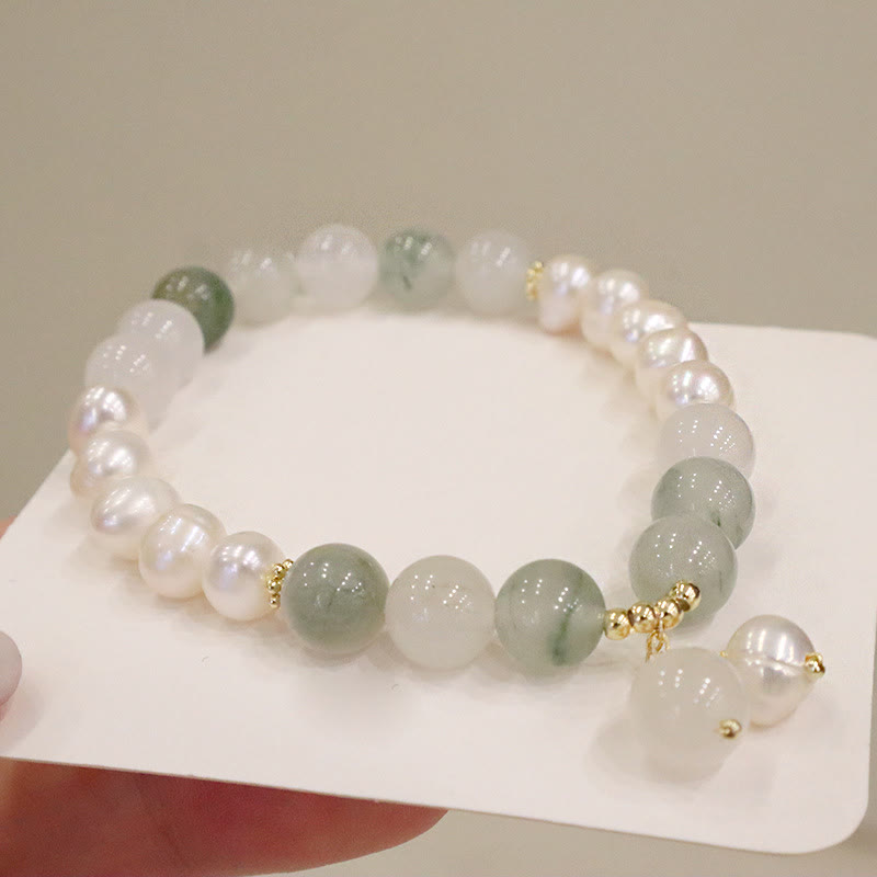 Wear FengShui Natural Pearl Jade Healing Sincerity Bracelet