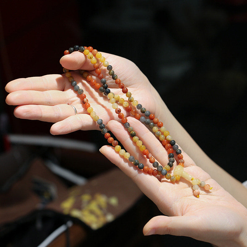 Wear FengShui 108 Beads Natural Red Agate Mala Protection Bracelet