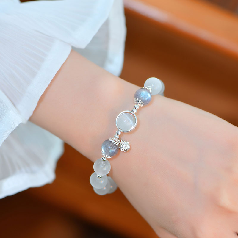 Wear FengShui 925 Sterling Silver Cat Eye Moonstone Love Support Bracelet