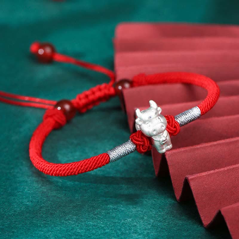 Wear FengShui 999 Sterling Silver Chinese Zodiac Luck Strength Red String Bracelet