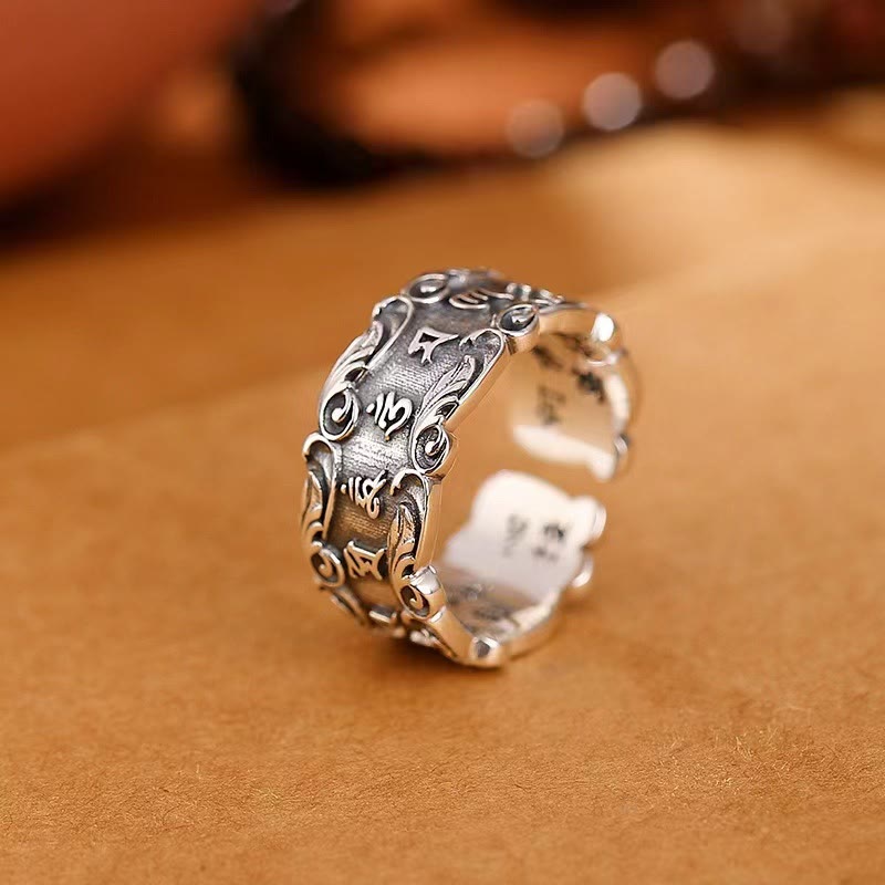 Wear FengShui Tibetan Om Mani Padme Hum Design Peace Adjustable Ring