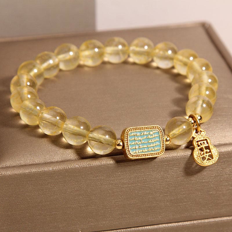 Wear FengShui Natural Citrine Five Scriptures Generosity Bracelet