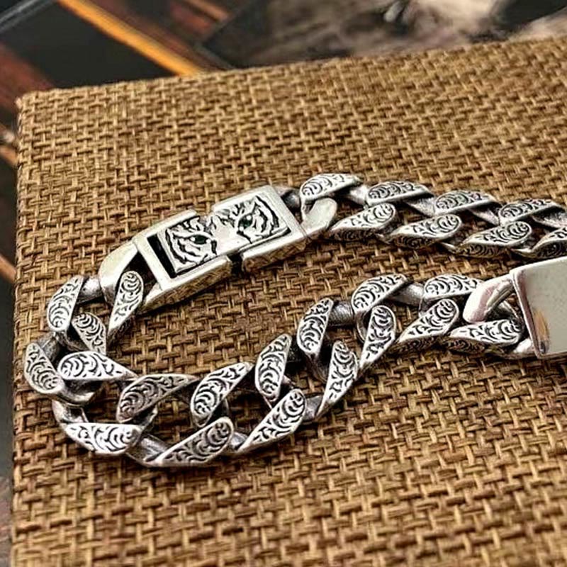 Wear FengShui Tiger Tang Dynasty Flower Design Copper Luck Chain Bracelet