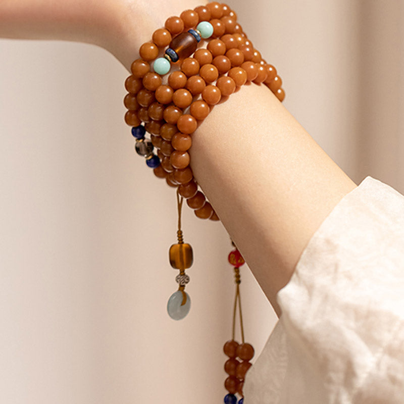 Wear FengShui 108 Beads Bodhi Seed Blessing Meditation Bracelet Mala